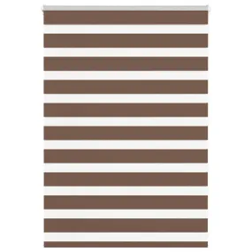 vidaXL Zebra Blind Brown 115x100 cm Fabric Width 110.9 cm Polyester