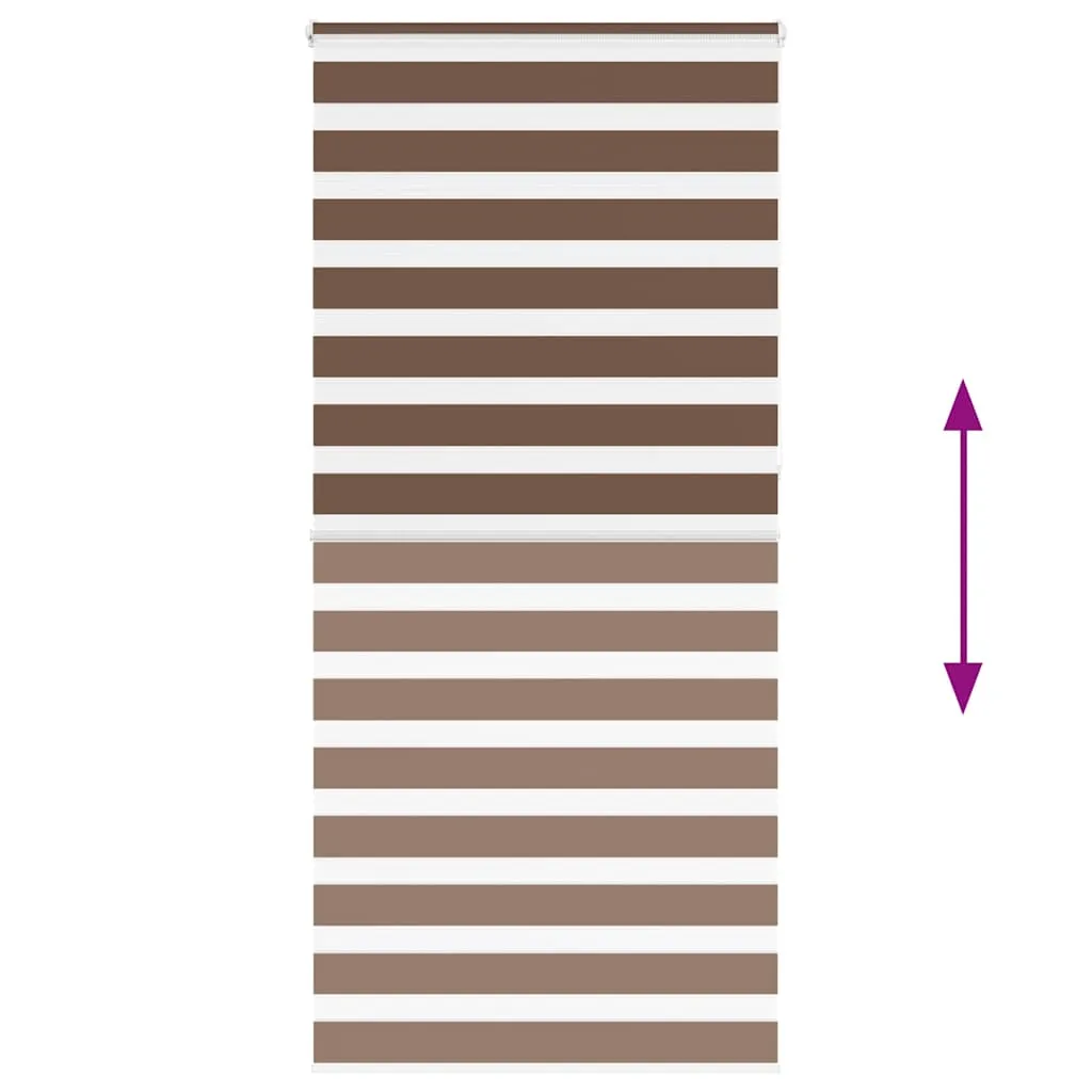 vidaXL Zebra Blind Brown 115x230 cm Fabric Width 110.9 cm Polyester