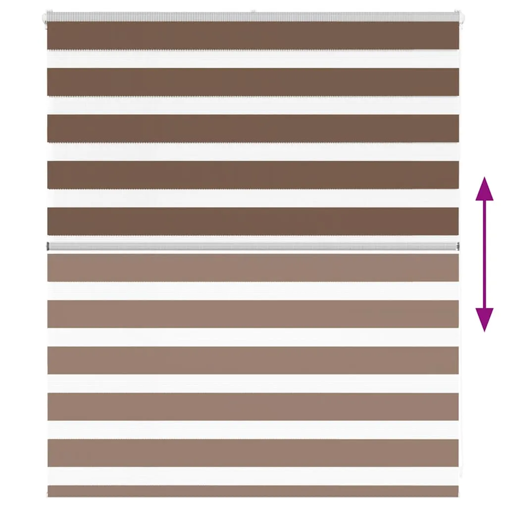 vidaXL Zebra Blind Brown 120x100 cm Fabric Width 115.9 cm Polyester