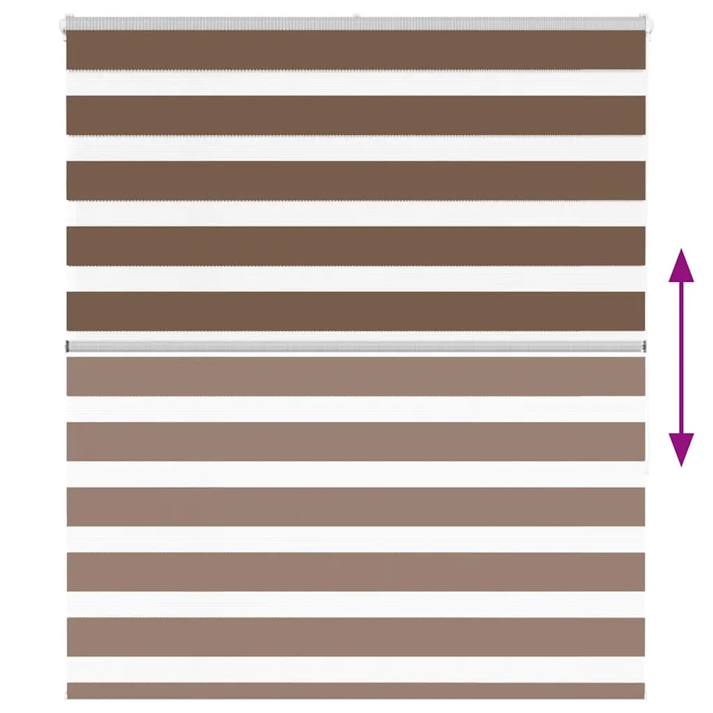 vidaXL Zebra Blind Brown 125x150 cm Fabric Width 120.9 cm Polyester