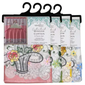 Wholesale Embroidered roses lace Window Curtain Set