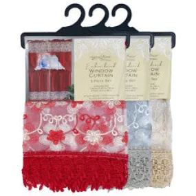 Wholesale small flower lace Embroidered Window Curtain Set