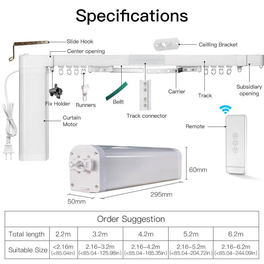 WiFi Smart Electric Motorized Splicing Curtain Tracks System,Tuya Curtain Motor with DIY Track  RF Remote