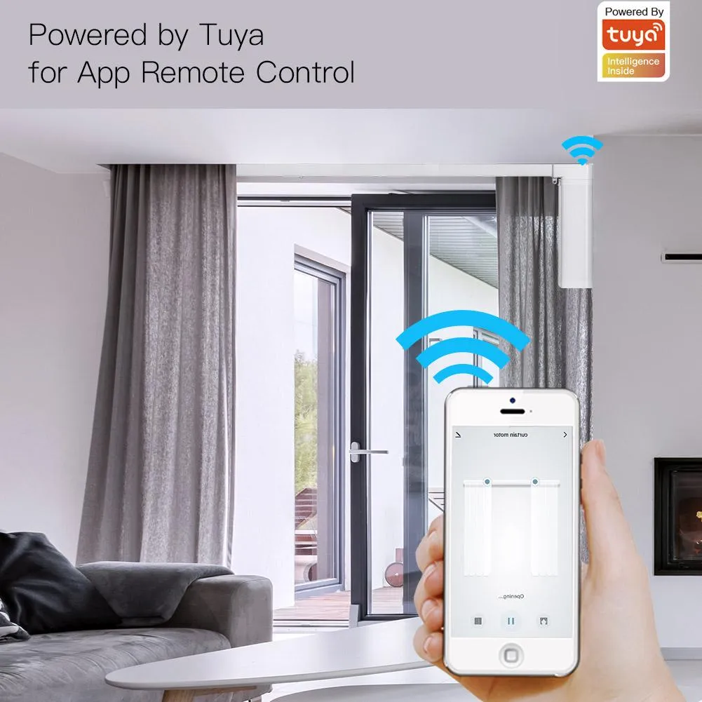 WiFi Smart Electric Motorized Splicing Curtain Tracks System,Tuya Curtain Motor with DIY Track  RF Remote