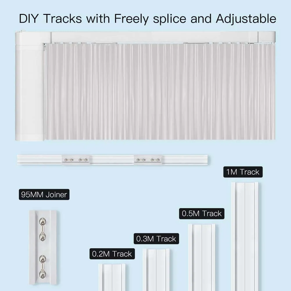 ZigBee Smart Electric Motorized Splicing Curtain Tracks System,Tuya Curtain Motor with DIY Track  RF Remote