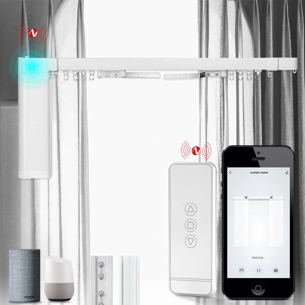 ZigBee Smart Electric Motorized Splicing Curtain Tracks System,Tuya Curtain Motor with DIY Track  RF Remote