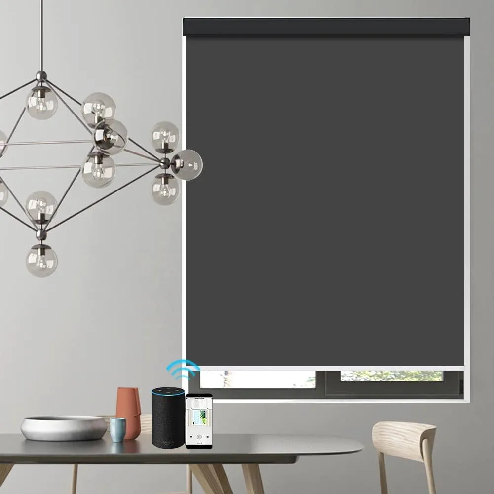 ZSHINE Smart Motorized Roller Shades Full Blackout Solid Fabrics